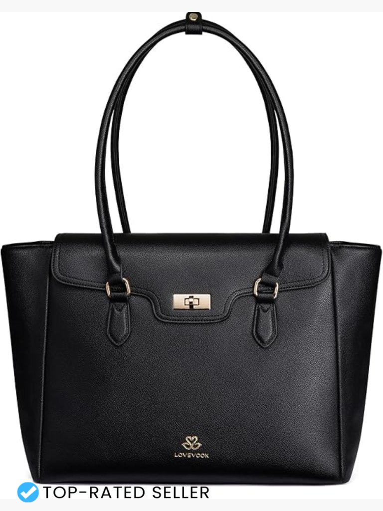 Soft Leather Laptop Tote Bag Professional Work Briefcase Shoulder Purse Flap